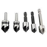 5ピース82度5-Flute木工面取りドリルビット皿カッターセット