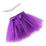 bolayu幼児ベビーマルチレイヤバブルガーゼチュチュスカート+クリスタル伸縮性ヘッドバンド カラー: パープル