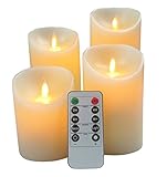 R-STYLE 蝋で作られていてリアル 火 を使わないので 安全 風 がなくても ゆらめき を 再現 LED キャンドル ライト セット (4個セット リモコン付き)