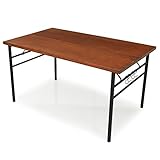 ダイニングテーブル 単品 テーブル 4人掛け 天然木板 タモ材 スチール脚 幅135cm ブラウン