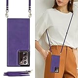 Galaxy Note20 Ultra 5G スマホ ケース 肩掛け 首かけ 斜めがけ ショルダー ケース 縄掛け Galaxy Note20 Ultra スマホ 手帳型 ケース Galaxy Note20 Ultra 5G ケース 手帳型 Galaxy Note20 Ultra case【RFID機能】財布 ケース 上質PUレザー【マグネットダブルデザイン】Galaxy Note20 Ultra 5G スマホ携帯ケース ケース 付きの専属ストラップ同梱なので 強磁性 ファスナースタイル Galaxy Note20 Ultra 財布型 カバー おしゃれ 耐汚れ カード収納 磁気閉鎖 内蔵マグネット 衝撃吸収 取り外し可能 ICカードホルダー レンズ保護 - パープル