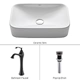 Kraus C-KCV-122-15000ORB White Rectangular Ceramic Sink and Ventus Faucet Oil Rubbed Bronze [並行輸入品]
