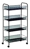 パール金属 キッチン ワゴン カート 4段 メッシュ キャスター付 収納 調味料 ブラック N-7881