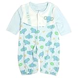 カバーオール ベビー 乳幼児 男の子 長袖 ロンパース 赤ちゃん ゾウさん柄 サックス 60～70cm