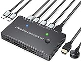 【!!! 新モデル 14%減 !! 】USB-C to HDMI切替器、2ポートKVM Type-Cスイッチャーボックスサポート4K@60Hz 2台のPCで1組キーボードマウスとモニター共有、100W PD急速充電