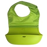 Andux Space ベイビー シリコンビブ 防水 お食事用 ４ヵ月~３歳 WD-01 (グリーン)