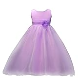 フラワーガールドレス、balakieガールプリンセスブライズメイドミスコンテストチュチュチュールガウンパーティーウェディングドレス 8T パープル BK-15989