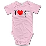 子供服 アイ ラブ ミュージック シンボル 半袖 ロンパース ソフト 普段着 6-24ヶ月 100%綿 キッズコスチューム