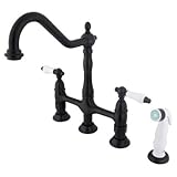 Kingston Brass KS1275PL Heritage 8-Inch Kitchen Faucet with White Plastic Sprayer, Oil Rubbed Bronze
