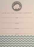 Gartner Studiosブルー象fill-inベビーシャワーパーティーinvitations- 10 Singleパネルfill-in招待カード& Decorated envelopes-ブルー