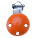 ウッド　赤ちゃん　幼児の幼児の　おしゃぶりダミー乳首の寒い肌のホルダー　サスペンダーのクリップ　オレンジ