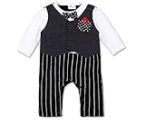 ツバメ--屋 ベビー服 スーツ風 ロンパース 赤ちゃん カバーオール 新生児 長袖 春秋着 子供服 キッズ フォーマル 男の子出産祝い 結婚式 写真撮影 (90, ホワイト)