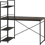 不二貿易 ラック付きデスク ルール 幅120.5×奥行64cm ダークブラウン ブラック