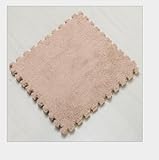 ジョイント パズルマット　ブロード 絨毯　シリーズ カラーマット　30×30cm　厚み1cm　15枚セット (ベージュ)
