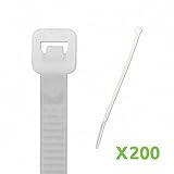 NavePoint 6 Inch Nylon Cable Wire Zip Tie 50 lbs - Natural White 200 Pack Lot Pcs Qty [並行輸入品]
