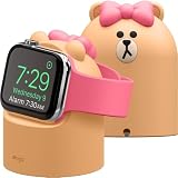 【elago】 Apple Watch 磁気充電ケーブル 対応 スタンド ラインフレンズ 公式 ライセンス 商品 可愛い AppleWatch充電機 ケーブル 収納 かわいい 卓上スタンド [ AppleWatch アップルウォッチ 対応 ] LINE FRIENDS COLLABORATION W2 STAND チョコ