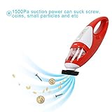 (Red) - Hand Vacuum Cleaner, EVERTOP Mini Cordless Bagless Handheld Car Vacuum Cleaner, Red