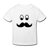 星 ２～６歳子供 男女兼用 半袖 ティー Tシャツ 可愛い 表情 髭 面白い White 5-6 Toddler