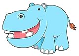 Wallmonkeys WM298227 Cartoon Big Blue Hippo Peel and Stick Wall Decals (60 in W x 42 in H) [並行輸入品]