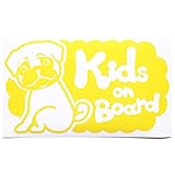 イエロー（黄色） 犬 パグ お座り Kids on board キッズオンボード ステッカー 窓ガラス用シールタイプ 車 戌 干支 動物