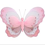 HangingバタフライピンクホワイトTriple Layeredナイロンメッシュ蝶デコレーション装飾赤ちゃん保育園寝室女の子部屋天井壁装飾結婚式誕生日パーティーベビーシャワーバスルームキッドChil