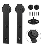 bonnloステンレススチールスライドバーンドアハードウェアハンガー2個 Shape I ブラック Bonnlo