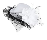 GEMVIE ヘアアクセサリー キッズ 髪飾り チュール お花飾り 子供 ヘアピン ミニハット ヘッドドレス ガールズ 髪留め 結婚式 発表会 ホワイト