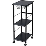 山善(YAMAZEN) スリム キッチンストッカー 幅30×奥行42cm ブラック KPB-2942(BK)