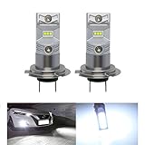 霧ライト用H7タイプLED電球DRLテールランプ、超アップグレードSEOUL Y19チップセット800LM 12Vキセノンホワイトプロジェクター（2パック） (H7)