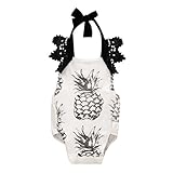 MIOIM ベビー ホルターネック ロンパース 連体服 パイナップル ロンパース パイナツプル柄 フリル ボディスーツ 子供服 Tシャツ プリント カバーオール 女の子 ノースリーブ