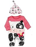 (ウォ２U)Woo2u キッズ 赤ちゃん 子供服 可愛い 動物柄 ベビー肌着 ロンパース パジャマ 寝間着 カバーオール ボディスーツ オーバーオール ジャンプスーツ 2点セット ピンク 80