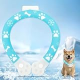 Paerduo 犬 クールネック 犬用ネッククーラー 【18℃自然凍結/PCM50%増量/持続冷却】NASA認証 猫足ボタン 脱落防止設計 犬 首冷やす 冷感リング ひんやりリング 軽量タイプ クールリング 冷え首輪 氷結ベルト 繰り返し使用 子犬 猫用 ペット 犬 暑さ対策 散歩 夏用品 アウトドア 小型犬中型犬用 (ブルー, Sサイズ