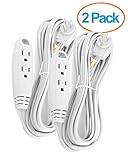 Aurum Cables 12-Feet 3 Outlet Extension Cord Indoor/Outdoor Extension Cord 16AWG 2 Pack - White - UL