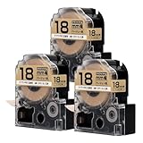 【エコスロ】キングジム対応 テプラPRO用互換 SPK18J (クラフトラベル) 互換テープカートリッジ クラフト紙ベージュ/黒文字 18mm 3個セット ＜ナチュラルな質感＞＜かわいいクラフト素材＞