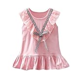 YAYUYAO 女の子 新生児 女の子 レース 格子縞 ちょう結び ノースリーブ プリンセカジュアル ワンピース スカート子供服 お姫様 通園 発表会 旅行 プレゼント 0-24ヶ月 プリンセス (ピ