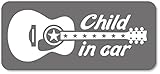 imoninn CHILD in car ステッカー　【マグネットタイプ】　No.20　ギター　（シルバーメタリック）