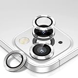 【6枚セット】ELYBYYLE for iPhone14 カメラフィルム 2024 iPhone14 plus 用レンズ保護カバー 薄型 強化ガラス 耐衝撃 独立型 黒縁取り 露出オーバー防止 アルミ合金 アイフォン 14 マックス用 カメラカバー ライト シルバー