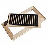 WELLAND® 4 Inch x 12 Inch Hickory Hardwood Vent Floor Register Flush Mount with Damper Unfinished [並