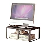 [纪伊特選]全ブラック モニター台 机上台 パソコン台 PC台 卓上 人間工学デザイン 机上整理 キーボード収納 スマホ収納 プリンター台 ディスプレイ台 耐荷重30kg モニター/ノートパソコン/プリンター 幅40*奥行20き*高さ21.5cm）