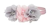 Petals Pink/Grey Headband for Baby Girl with Flower Accents by Cherished Moments