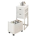 《野菜やペットボトル、キッチン小物をまとめて収納》ファミリー・ライフ 天然木桐材キッチンストッカー (4段タイプ, ホワイト)