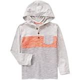 クレイジーエイト Crazy 8/ ストライプ フード ヘンリー グレー トップス長袖Tシャツ XS【並行輸入】