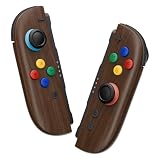 eXtremeRate Joycon 2対応用DIY交換シェルボタン、Nintendo Switch 2対応フルセットハウジングケース+デコレーションストリップ+ミドルブラケット+ボタン+工具キット-デラックス版【木目調】