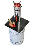 ロケットストーブ 『焚火缶』 自作キット ｜ ペール缶にポン置き加工なし ｜ お庭の 薪ストーブ もしくは 焼却炉 に使える 焚き火台 (t3.2鉄板＋SUSカバー)