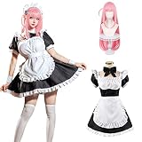 [神併良品] 後藤 ひとり コスプレ ウィッグ付き メイド服 同人 ゴスロリ 萌え ぼっちざろっく コスプレ衣装 7点 セット (後藤 ひとり メイド服 ウィッグ付き, XL)