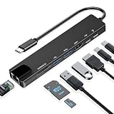 8in1 USB-C ハブ Type-C からマルチポートへの変換アダプター。4K HDMI、RJ45 ネットワーク、PD 充電、SD/TF カードリーダー、Type-C→USB アダプターを備え、MacBook Air/Pro、PC などに対応。