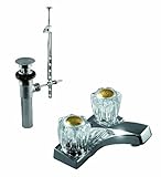Aqua Plumb 1550300 4インチ2ハンドルポリッシュクローム浴室の蛇口真鍮ポップアップで