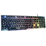 ENHANCE gaming Voltaic 2 ゲーミング キーボード US配列 LED バックライト付きメンブレン クリアな回路設計 マルチメディア キー付きメカニカル フィーリング 19KRO アンチゴースト PC 用人間工学に基づいた (日本正規品)