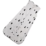 【ノーブランド品】ベビー　袖なし　ジッパー　綿　スリープ　ブランケット　寝袋　睡眠袋　スリーピングバッグ　柔らか　全5パタン - ブラックホワイトフォレスト