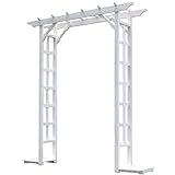 AHEART ガーデンアーチ 支柱 ガーデニング バラ プランター 木製 アーチ SI 371 ホワイト アーチ単品